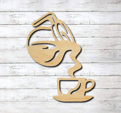 Coffee Pot Pouring Cup ~ Kitchen ~ Laser Engraved Sign Wood Wall Art