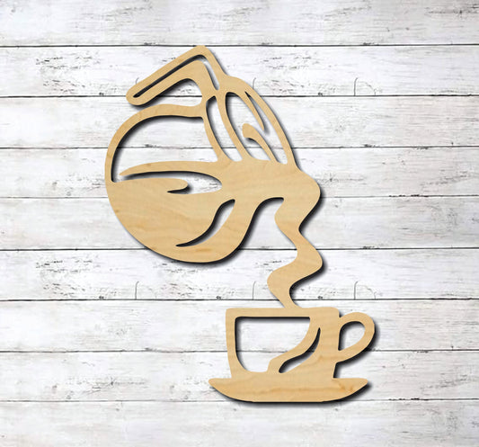 Coffee Pot Pouring Cup ~ Kitchen ~ Laser Engraved Sign Wood Wall Art