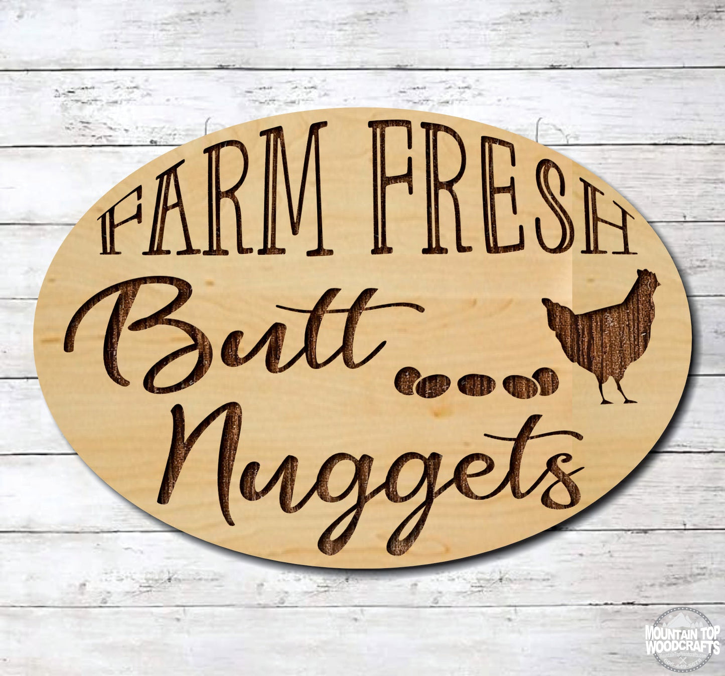 Farm Fresh Butt Nuggets Chicken Farm Farmhouse Country ~ Laser Engraved Sign Wood Wall Art