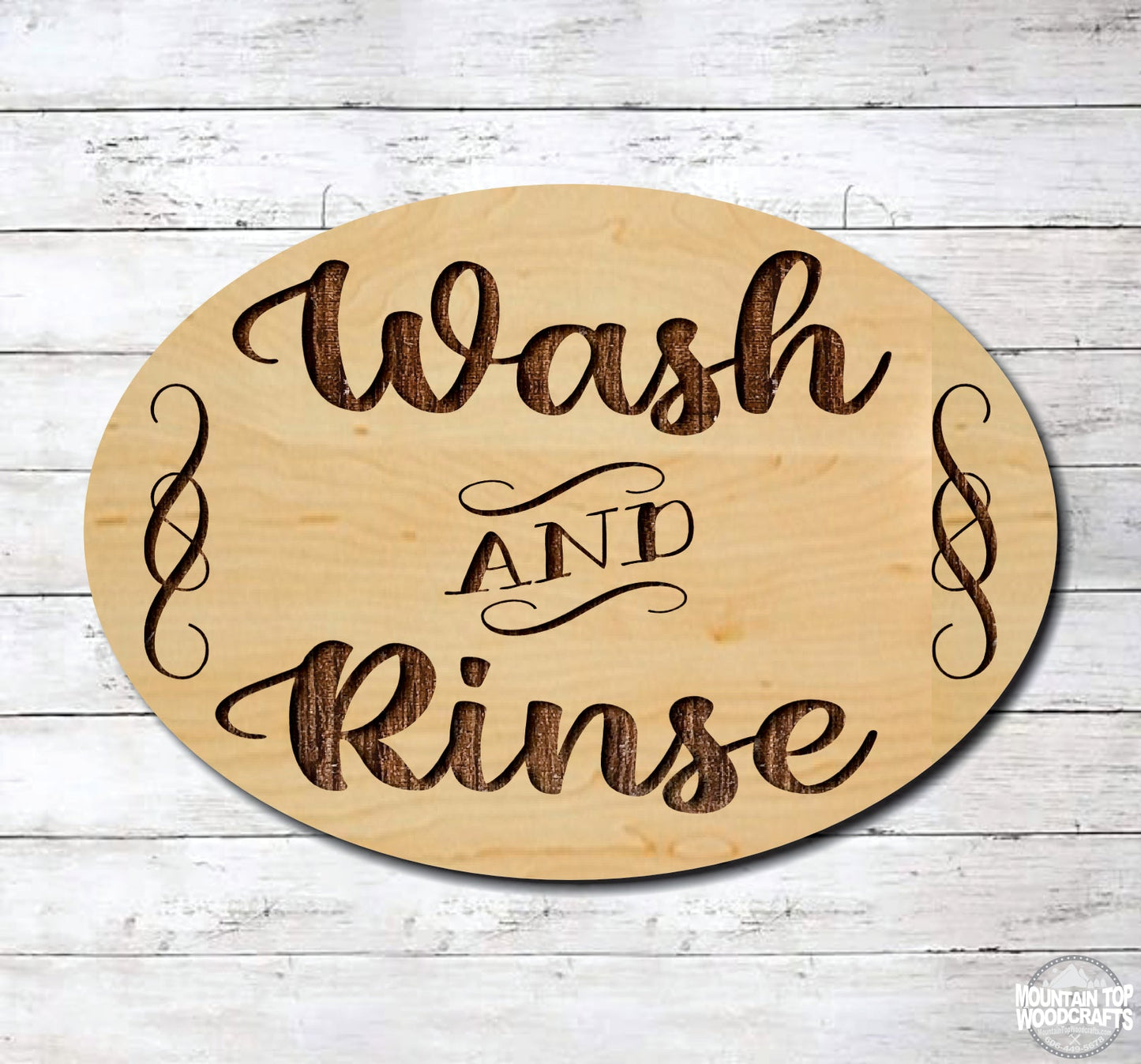 Wash & Rinse Oval Laundry ~ Laser Engraved Sign Wood Wall Art
