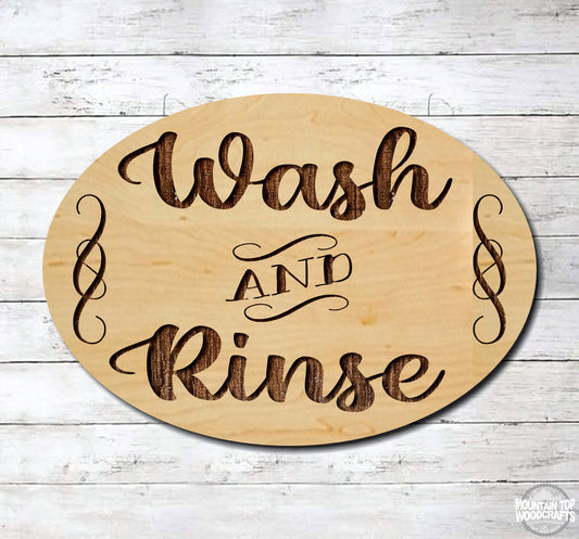 Wash & Rinse Oval Laundry ~ Laser Engraved Sign Wood Wall Art