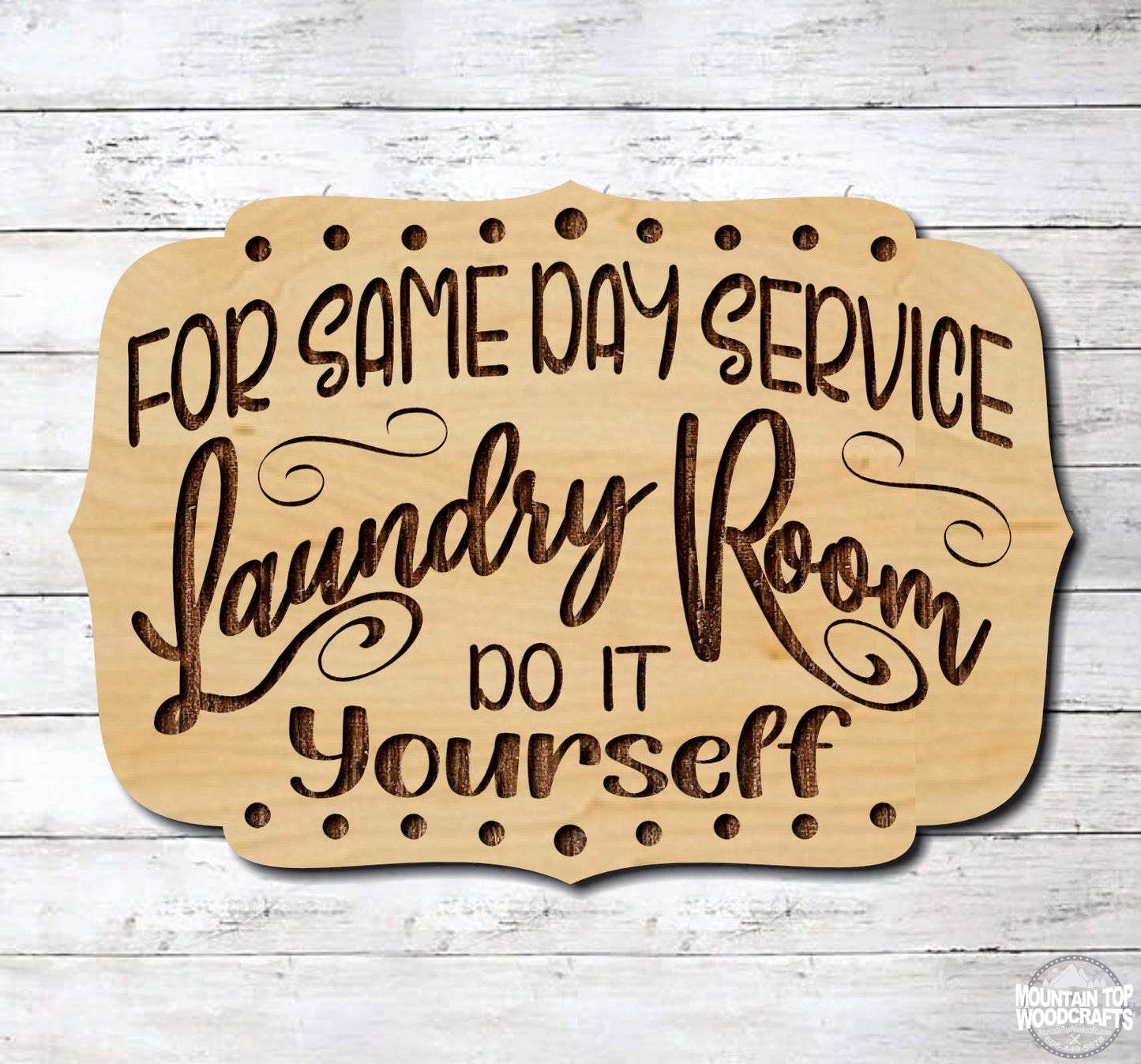 Same Day Service Do It Yourself Laundry Farmhouse ~ Laser Engraved Sign Wood Wall Art