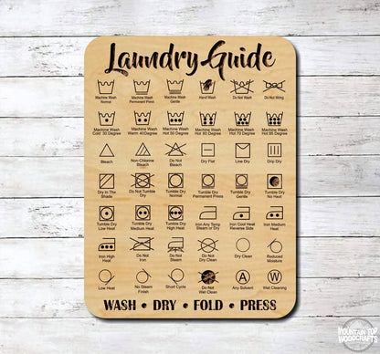 Laundry Room Guide ~ Farmhouse Decor Wash Instructions ~ Laser Engraved Sign Wood Wall Art