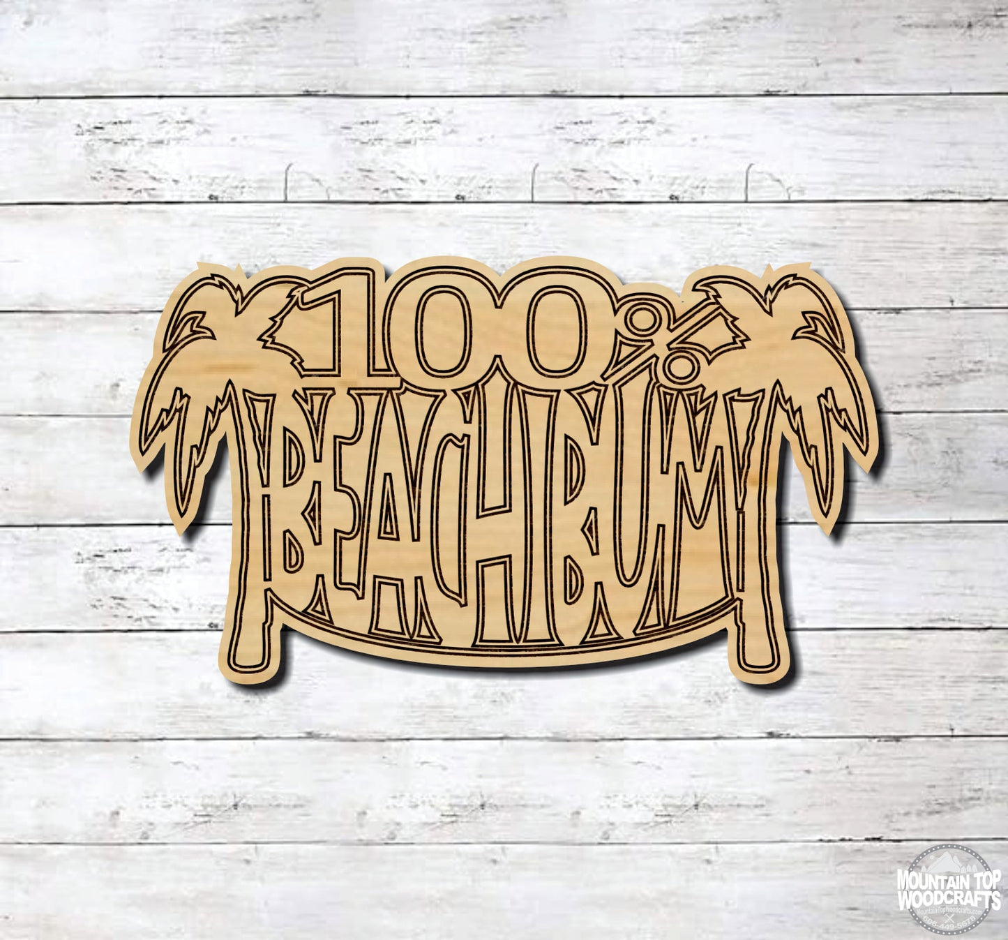 100% Beach Bum ~ Summer Surfer ~ Laser Engraved Sign Wood Wall Art