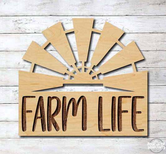 Farm Life Windmill ~ Laser Engraved Sign Wood Wall Art