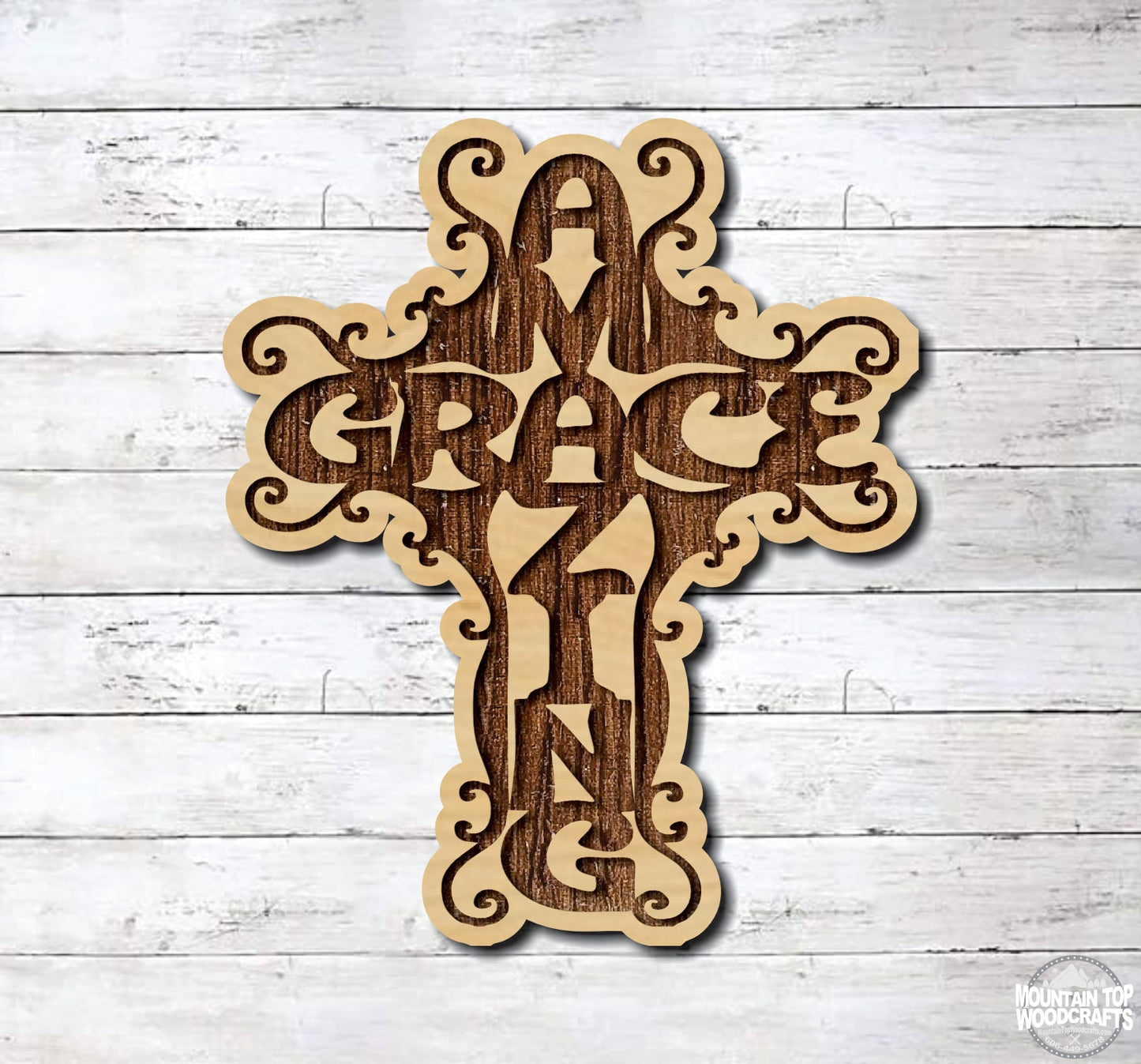 Amazing Grace Cross ~ Religion Christian Song ~ Laser Engraved Sign Wood Wall Art