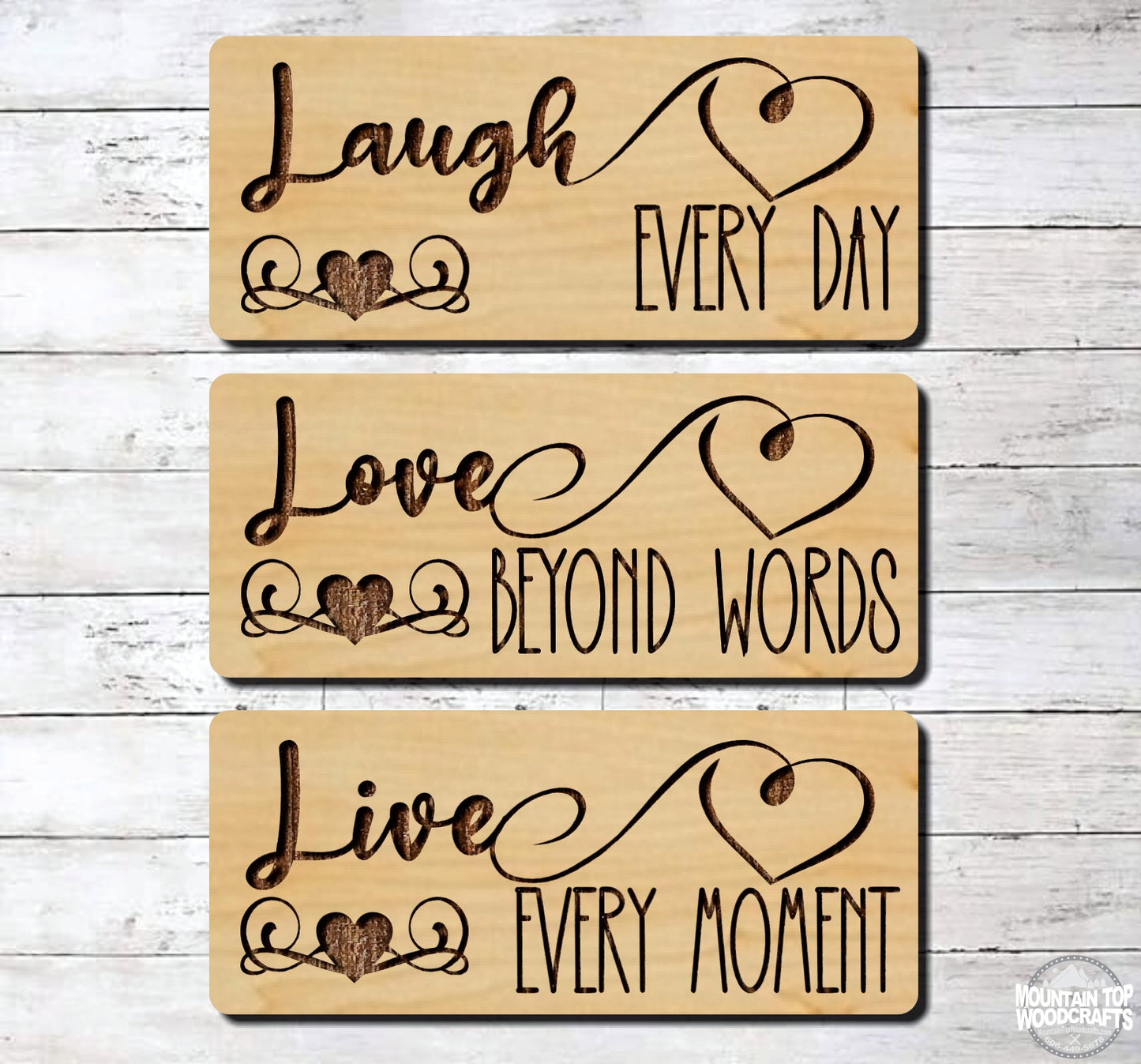 Live Every Moment ~ Laugh Every Day ~ Love Beyond Words ~ Laser Engraved Sign Wood Wall Art