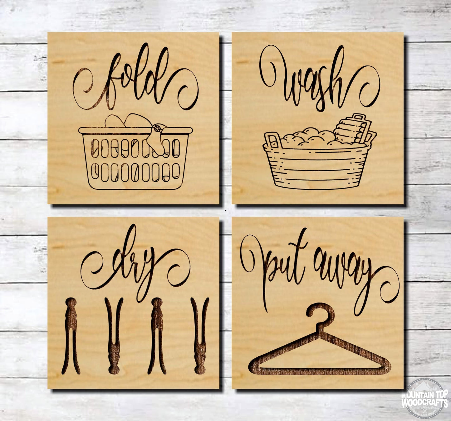 Laundry ~ Wash Dry Fold Put Away Farmhouse ~ Laser Engraved Sign Wood Wall Art