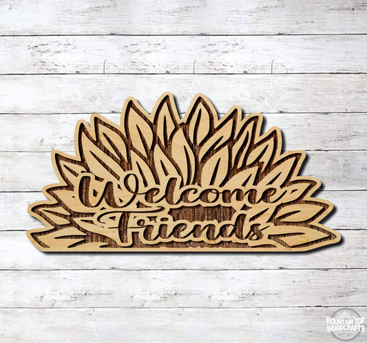 Sunflower Welcome ~ Laser Engraved Sign Wood Wall Art