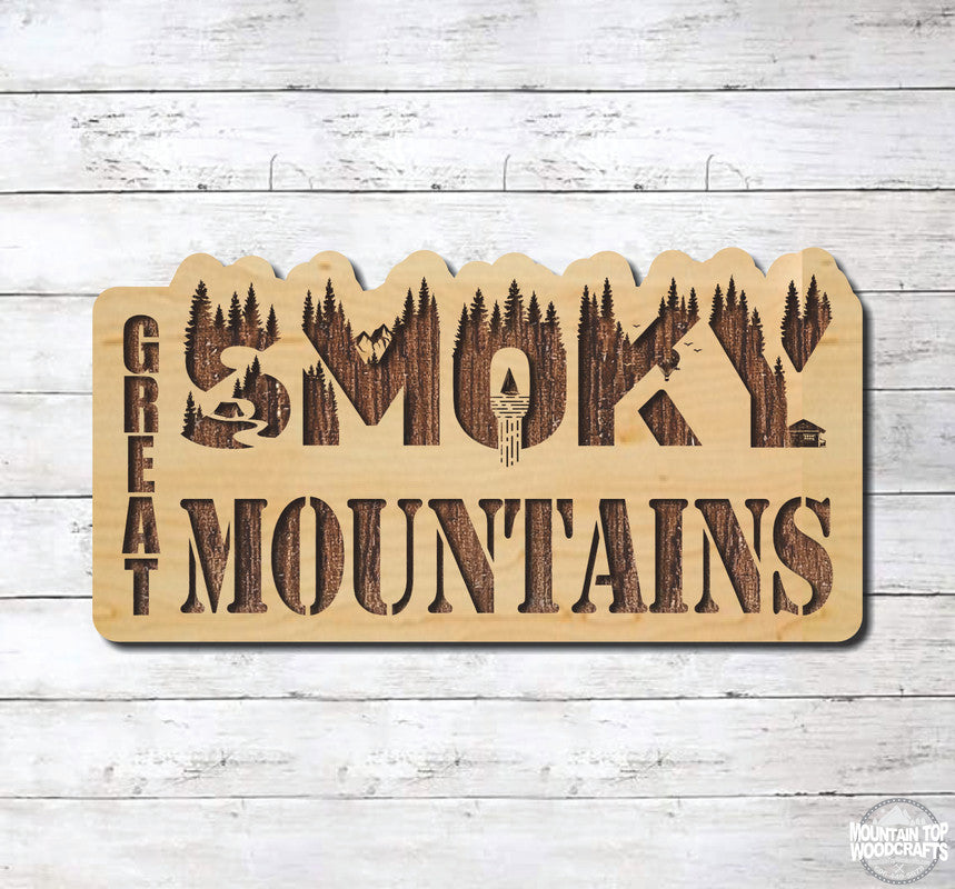 Great Smoky Mountains ~ Laser Engraved Sign Wood Wall Art