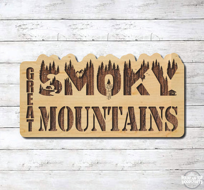 Great Smoky Mountains ~ Laser Engraved Sign Wood Wall Art