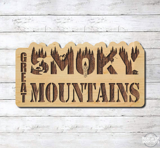 Great Smoky Mountains ~ Laser Engraved Sign Wood Wall Art