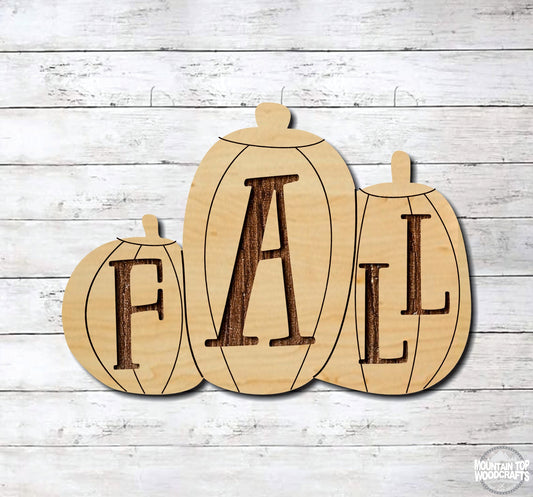 Fall Pumpkins ~ Halloween Autumn Harvest ~ Laser Engraved Sign Wood Wall Art