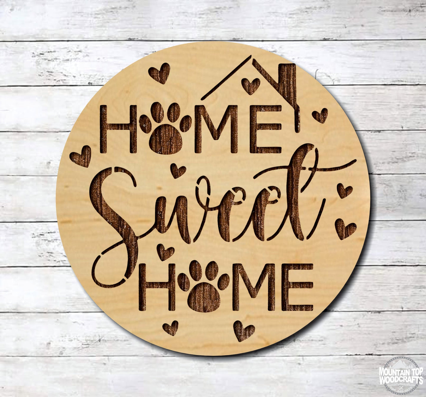 Home Sweet Home ~ Paw Prints Animal Cat Dog ~ Laser Engraved Sign Wood Wall Art