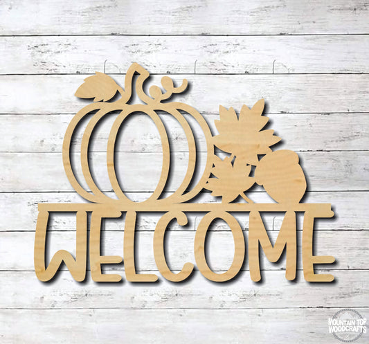 Autumn Welcome ~ Halloween Fall Pumpkin ~ Laser Engraved Sign Wood Wall Art