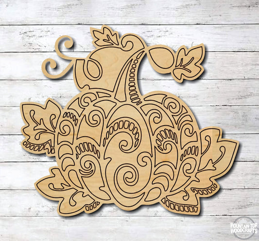 Fancy Pumpkin ~ Halloween Autumn Fall Decor ~ Laser Engraved Sign Wood Wall Art