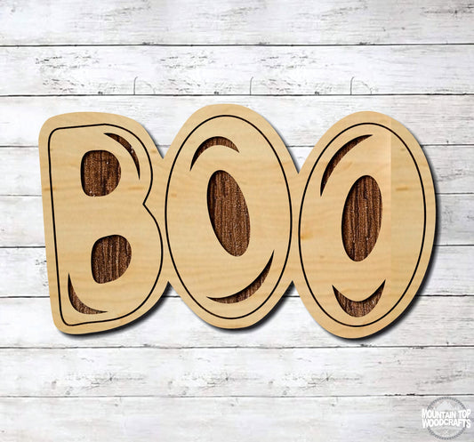 BOO ~ Halloween Ghost ~ Laser Engraved Sign Wood Wall Art