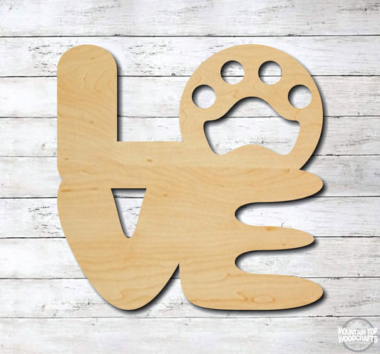 Pet LOVE Paw Print ~ Pet Animal Cat Dog ~ Laser Engraved Sign Wood Wall Art