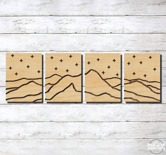 Mountain Scene 4 Set ~ Laser Engraved Sign Wood Wall Art