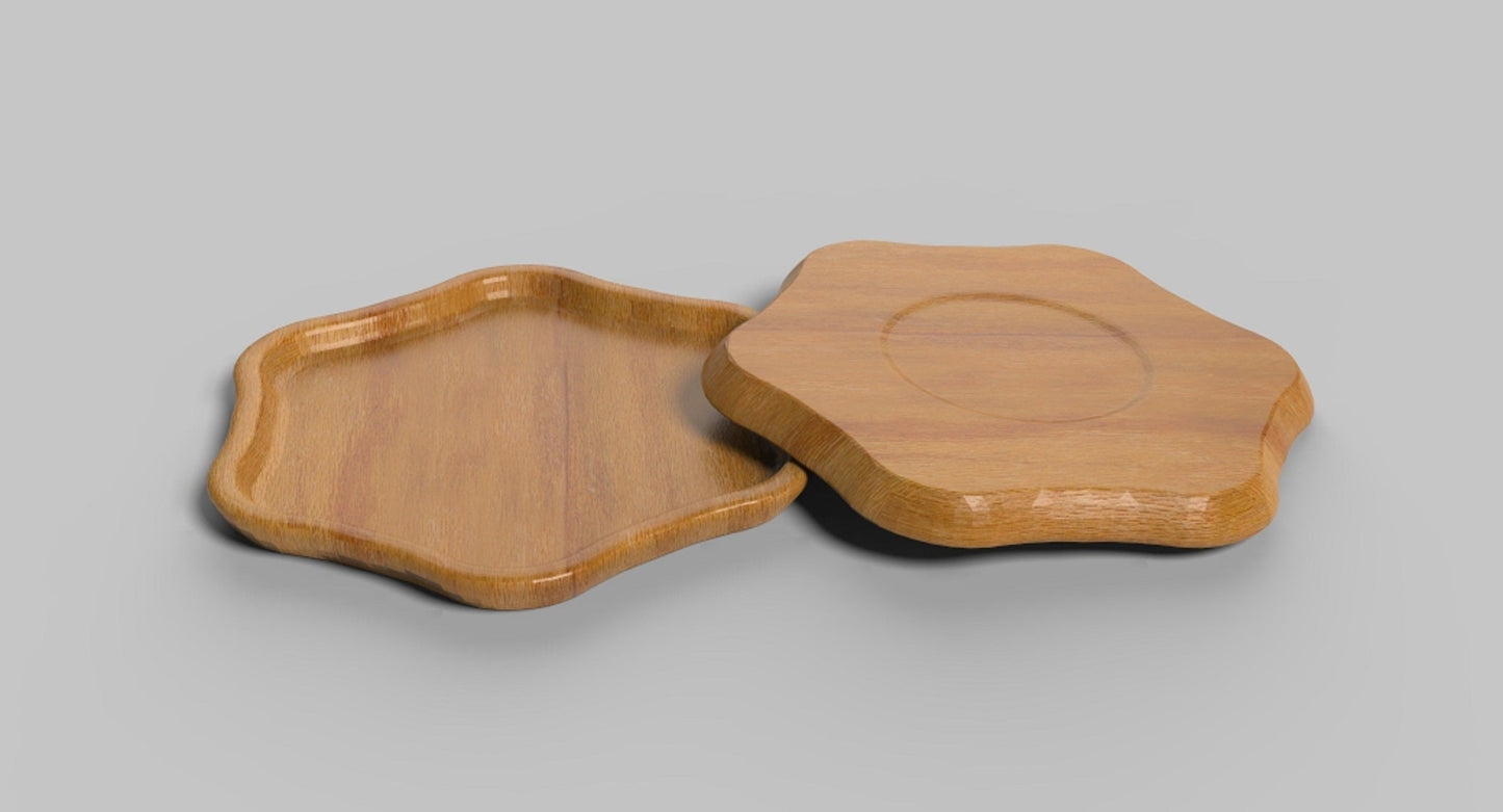 Flower Wood Catch All Tray - Vanity Valet Bowl - 10"