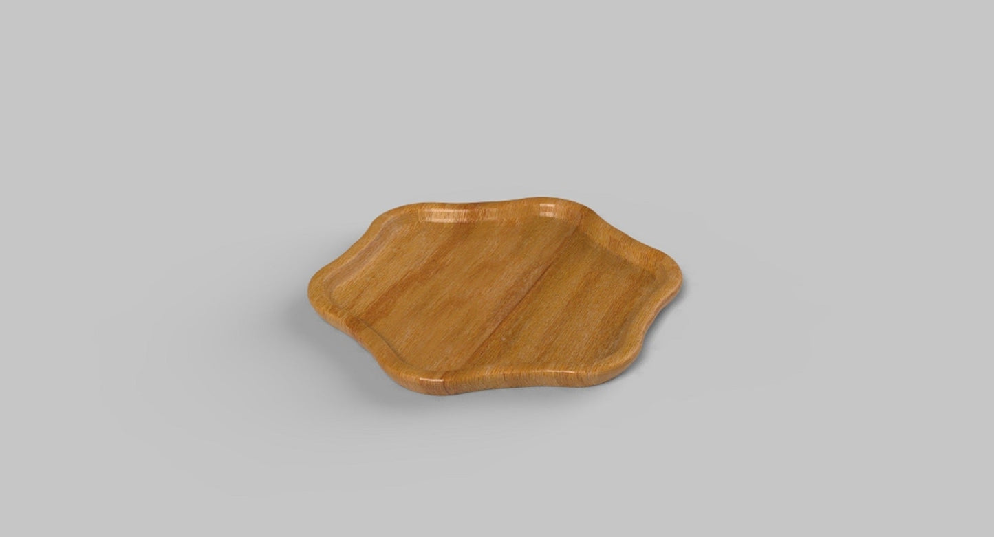 Flower Wood Catch All Tray - Vanity Valet Bowl - 10"