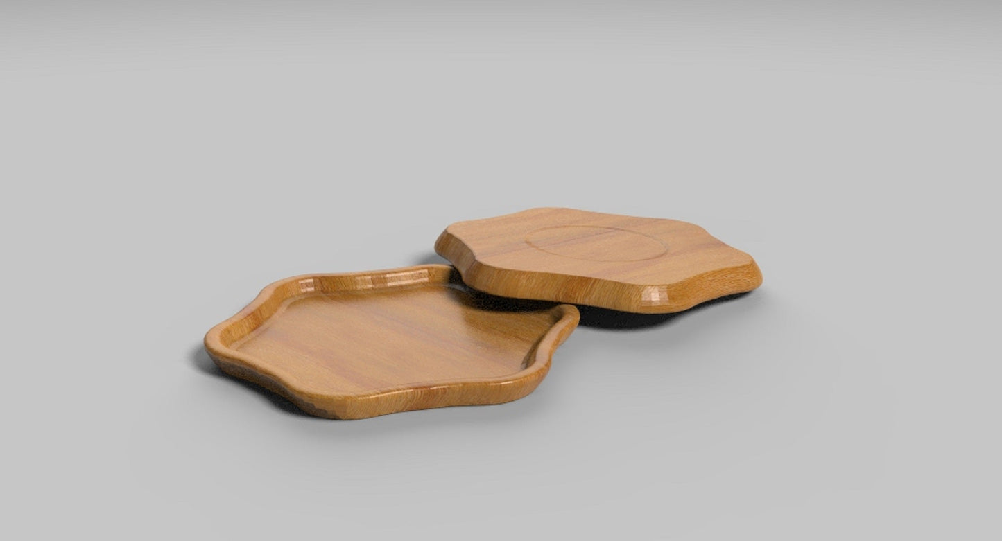 Flower Wood Catch All Tray - Vanity Valet Bowl - 10"