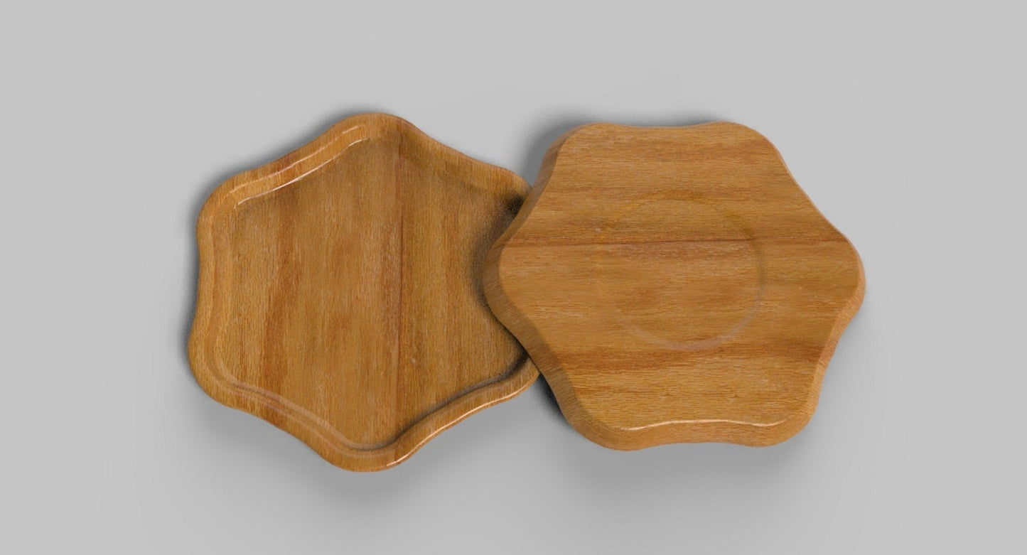 Flower Wood Catch All Tray - Vanity Valet Bowl - 10"