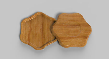 Flower Wood Catch All Tray - Vanity Valet Bowl - 10"