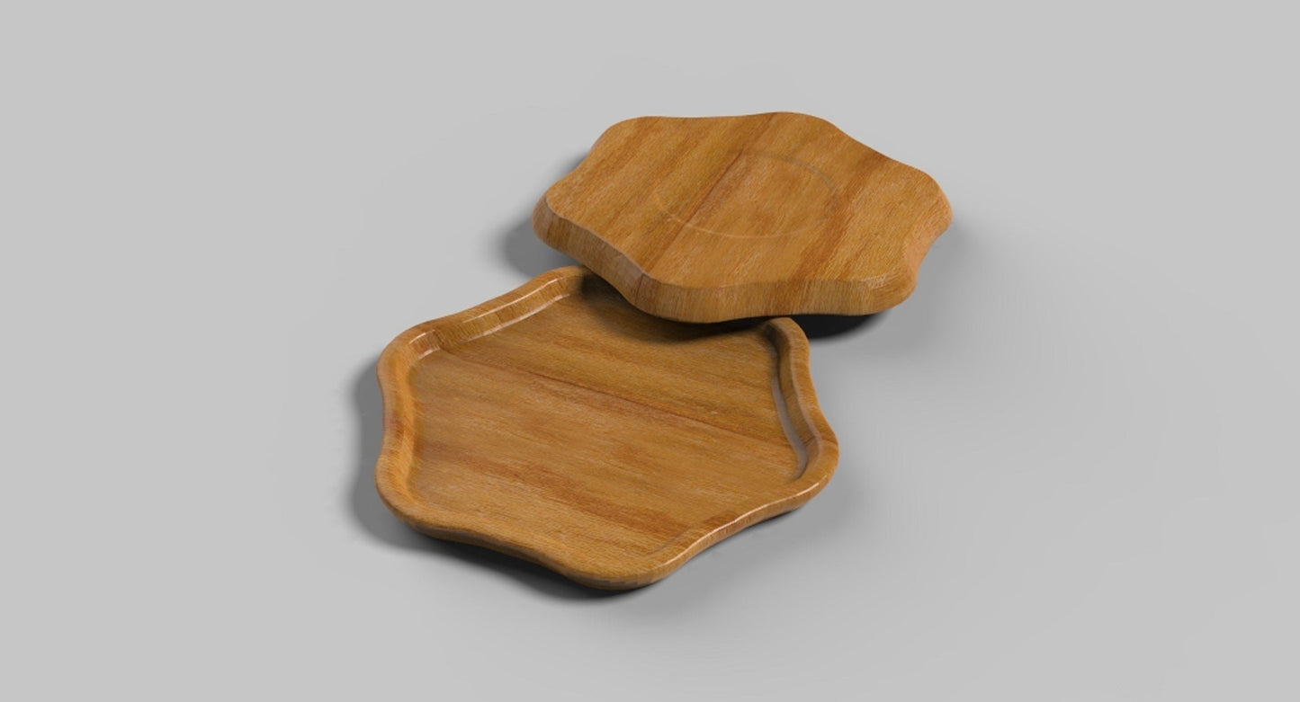 Flower Wood Catch All Tray - Vanity Valet Bowl - 10"