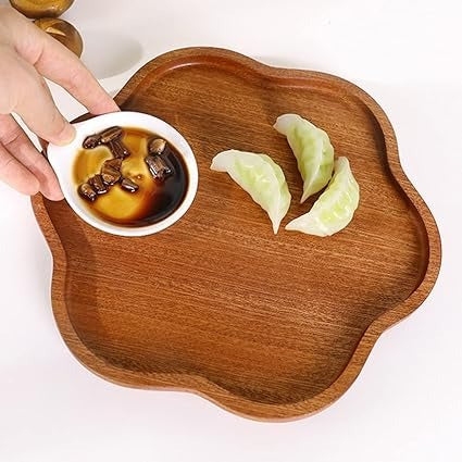 Flower Wood Catch All Tray - Vanity Valet Bowl - 10"