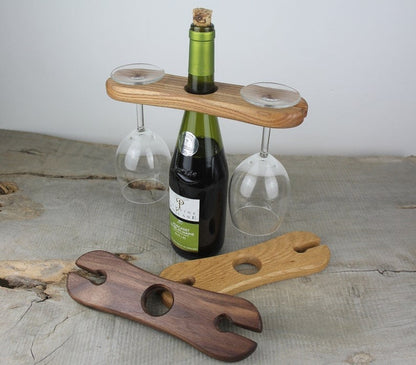 Wine Bottle Caddy Wooden Tray - 3 Styles - Wine Glass Rack - Wooden Platter