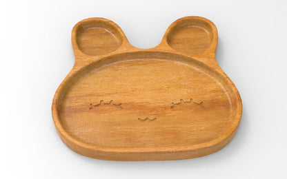 Bunny Face Kid Plate - Wood Dinner Plate - Wooden Serving Dish