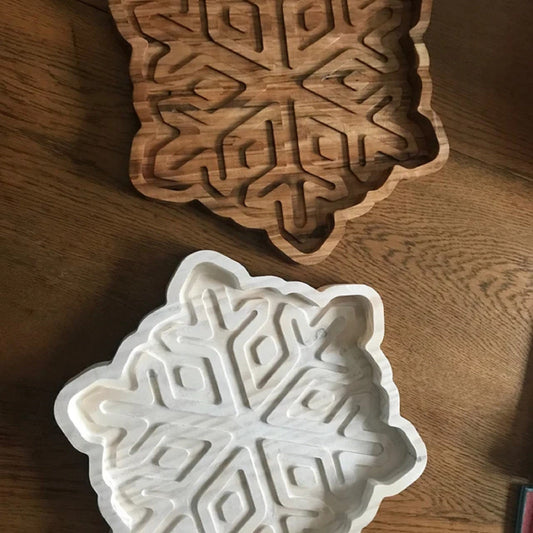 Snowflake Wood Catch All Tray - Vanity Valet Bowl