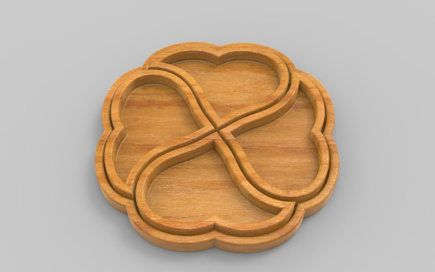Clover Heart Wood Serving Tray - Removeable Compartments - Charcuterie Board - Cheese Board - Chip & Dip - Divided Bowl - Serving Platter