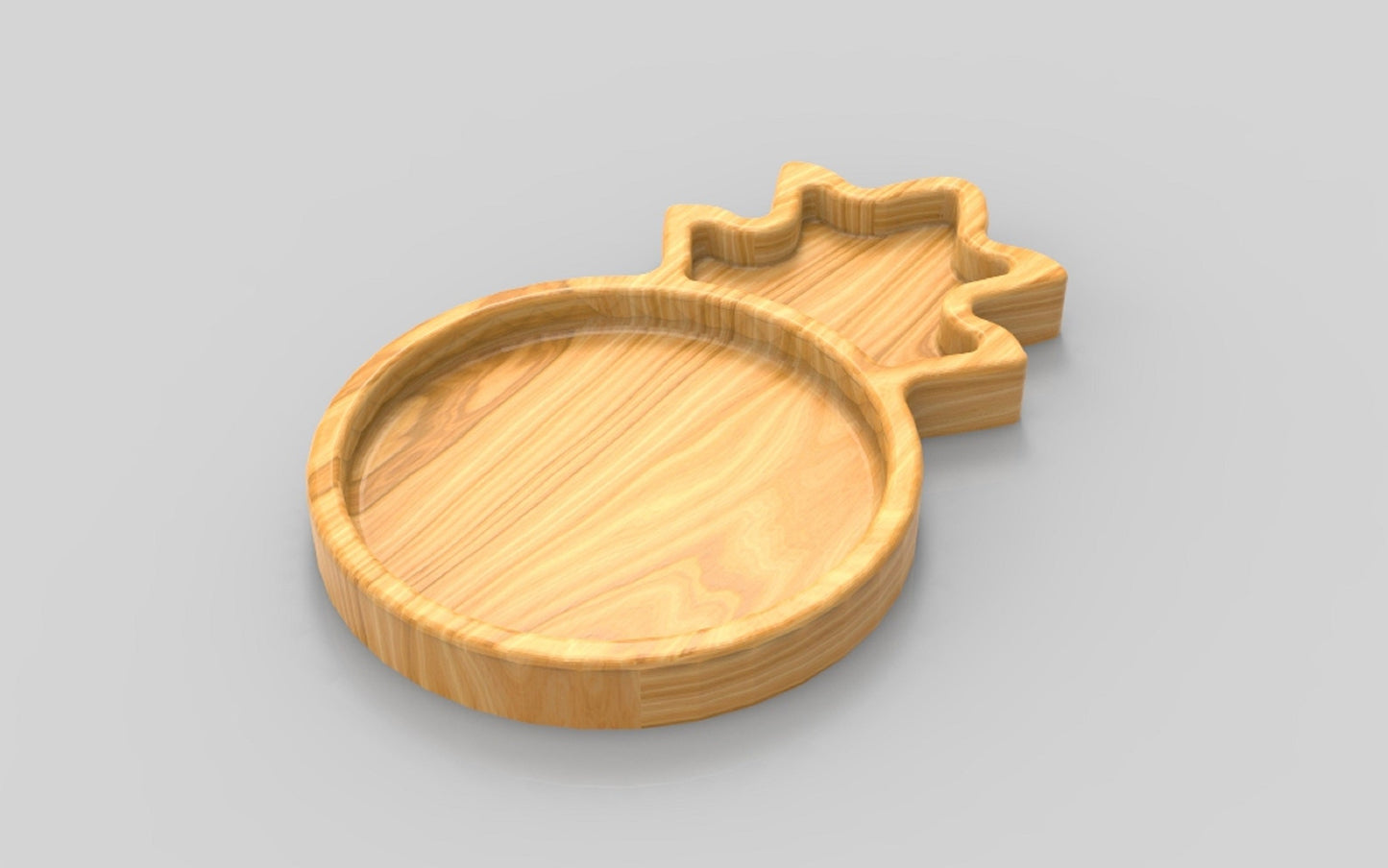 Pineapple Wood Serving Tray - 2 Compartment - Charcuterie Board - Cheese Board - Chip & Dip - Divided Bowl - Serving Tray Platter