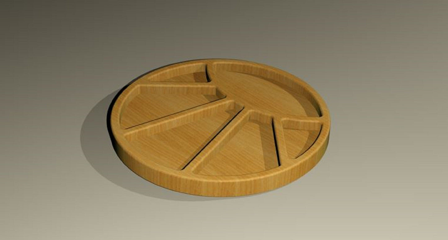 Sunburst Wood Serving Tray - Charcuterie Board - Cheese Board - Chip & Dip - Divided Bowl - Wooden Platter