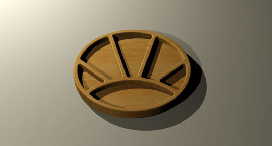 Sunburst Wood Serving Tray - Charcuterie Board - Cheese Board - Chip & Dip - Divided Bowl - Wooden Platter
