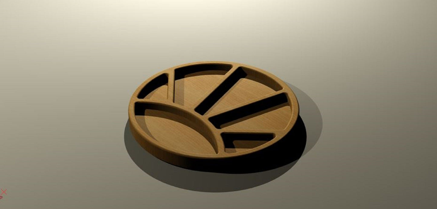 Sunburst Wood Serving Tray - Charcuterie Board - Cheese Board - Chip & Dip - Divided Bowl - Wooden Platter