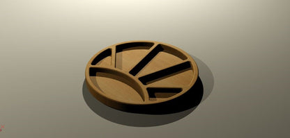 Sunburst Wood Serving Tray - Charcuterie Board - Cheese Board - Chip & Dip - Divided Bowl - Wooden Platter