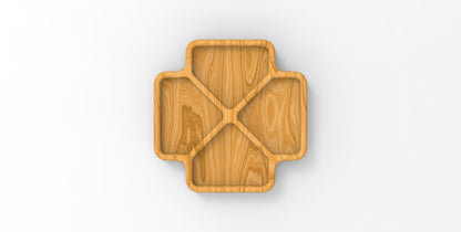 Crossover Wood Serving Tray - Charcuterie Board - Cheese Board - Chip & Dip - Divided Bowl - Platter