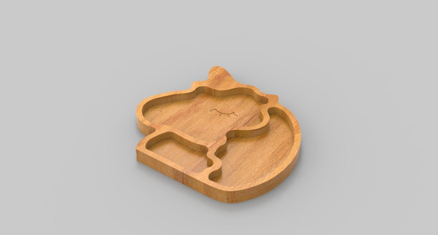 Unicorn Wood Kid Plate - Dinner Plate - Wooden Serving Dish