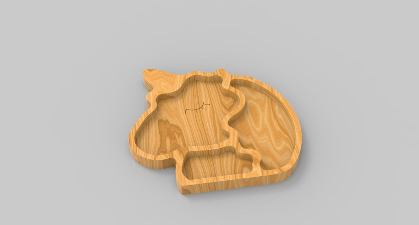 Unicorn Wood Kid Plate - Dinner Plate - Wooden Serving Dish