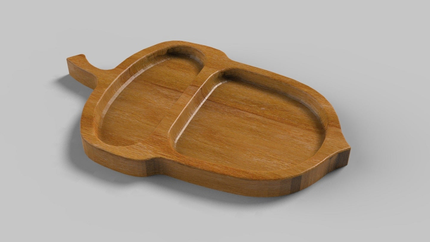 Acorn Autumn Fall Wood Serving Tray 14" - Cheese Board - Chip & Dip - Divided Bowl - Charcuterie Platter