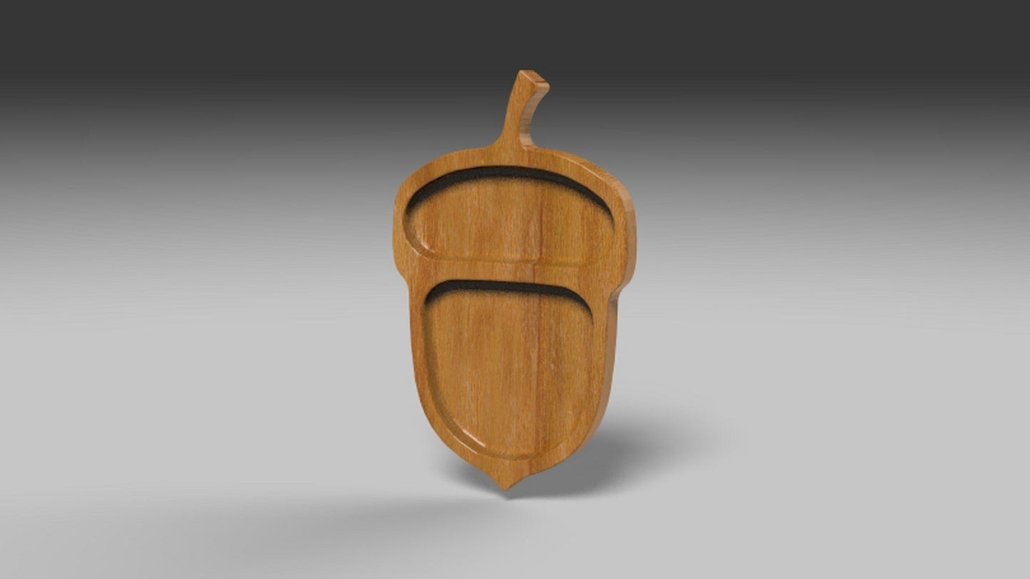 Acorn Autumn Fall Wood Serving Tray 14" - Cheese Board - Chip & Dip - Divided Bowl - Charcuterie Platter