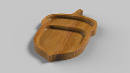 Acorn Autumn Fall Wood Serving Tray 14" - Cheese Board - Chip & Dip - Divided Bowl - Charcuterie Platter