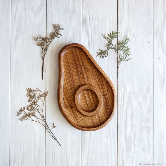 Avocado Wood Serving Tray - 14" 2 Compartment - Charcuterie Board - Cheese Board - Chip & Dip - Divided Bowl - Serving Tray Platter
