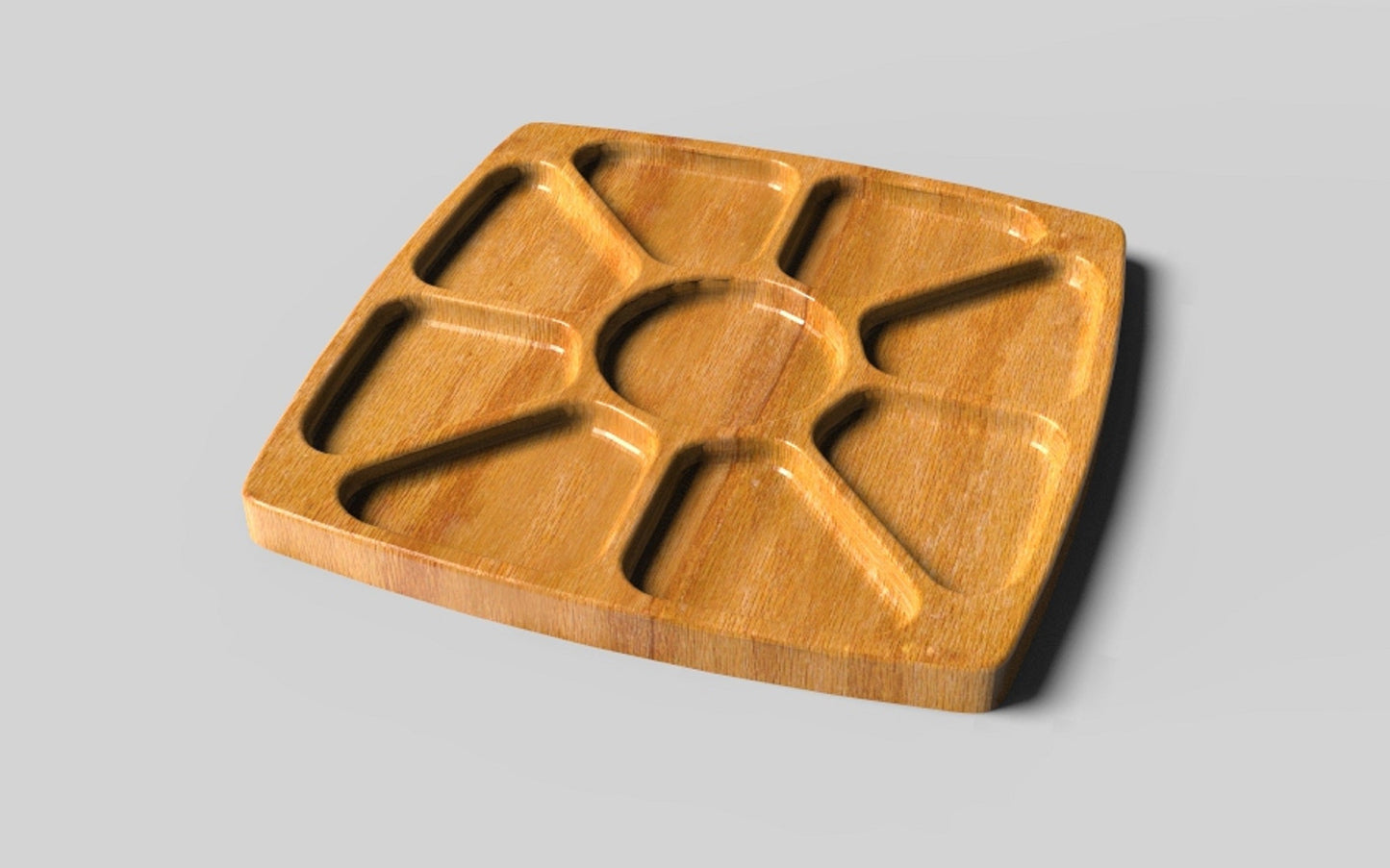Square Wood Serving Tray - 9 Compartment 18" - Veggie Tray - Divided Bowl - Charcuterie Tray Platter