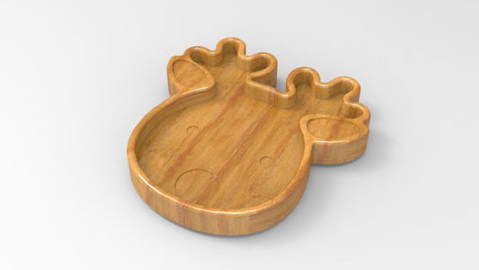 Reindeer Christmas Wood Kid Plate - Dinner Plate - Wooden Serving Dish