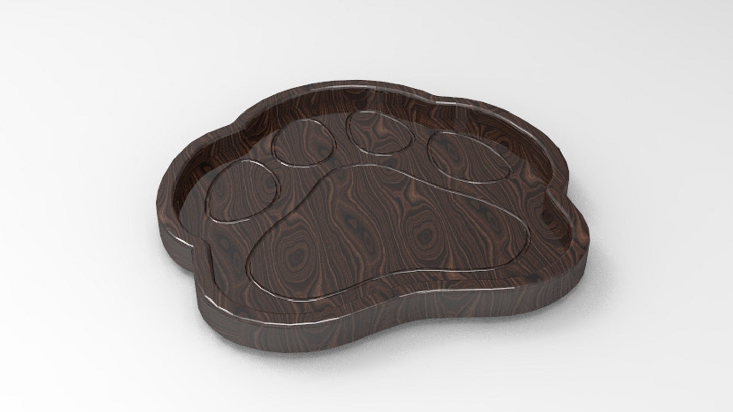 Paw Print Animal Paw Wood Catch All Tray - Vanity Valet Bowl - 10"