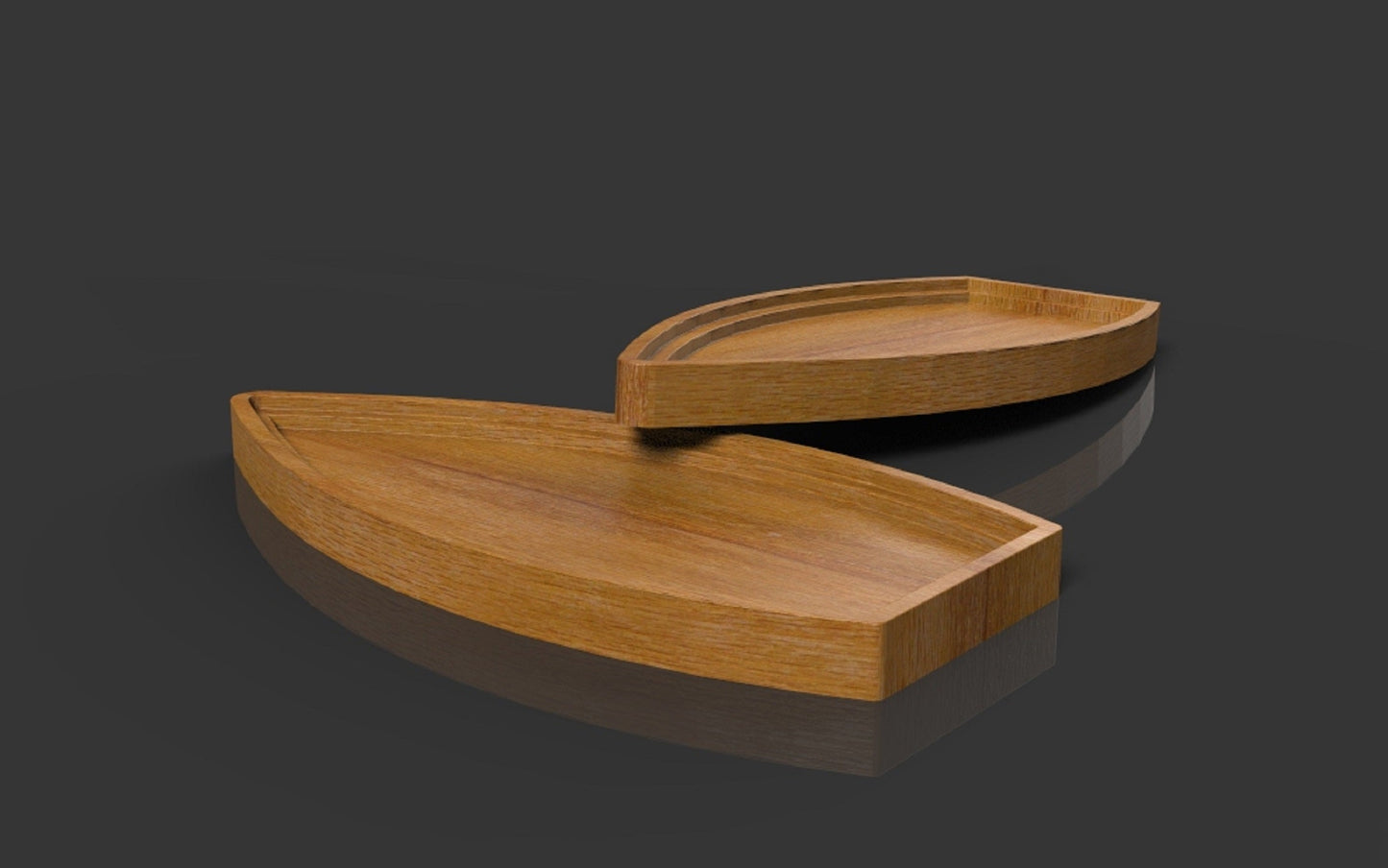 Sushi Boat Wooden Serving Tray - Lucky Boat - Cheese Board - Chip & Dip - Divided Bowl - Wooden Platter